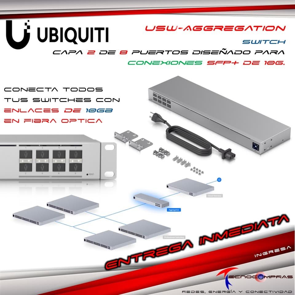 Interconecta todos tus switches a la velocidad de 10Gb con un super precio - Usw-Aggregation #Tecnocompras #SFP10Gb #Ubiquiti #Bogota