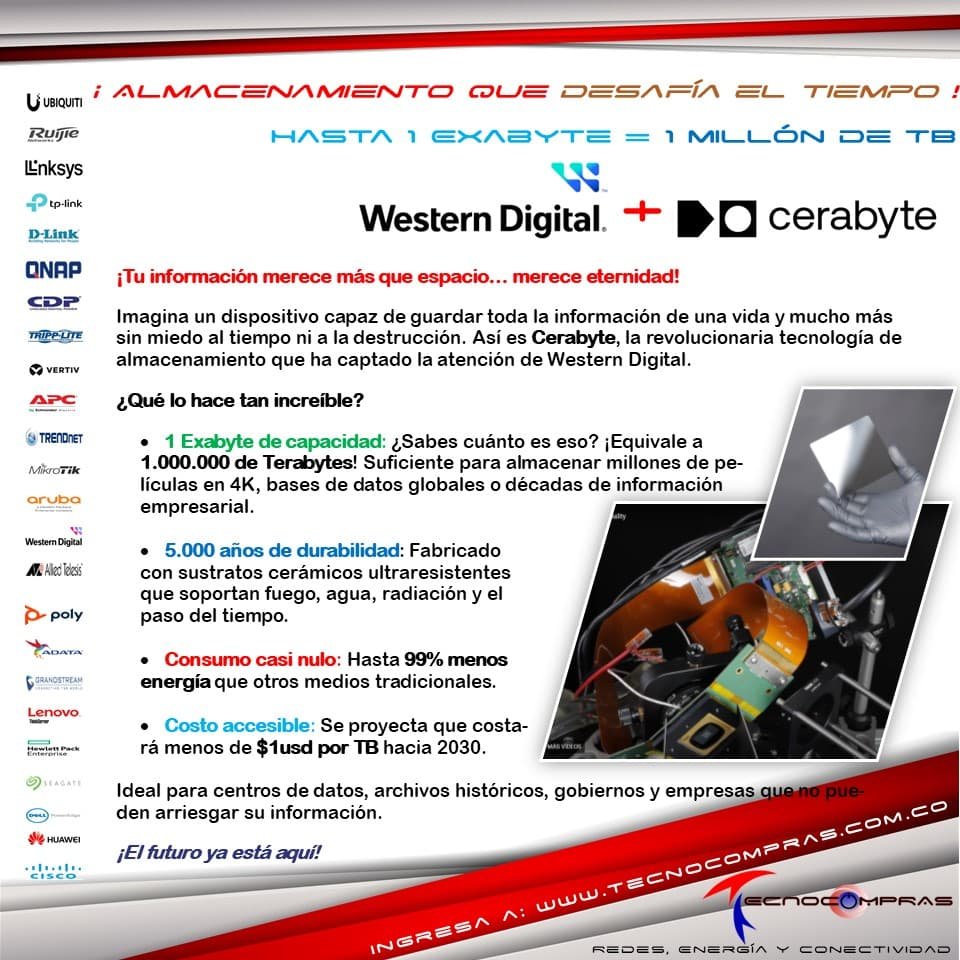 Protege tu información para los próximos 5 mil años! #Tecnocompras #WesternDigital #Cerabyte