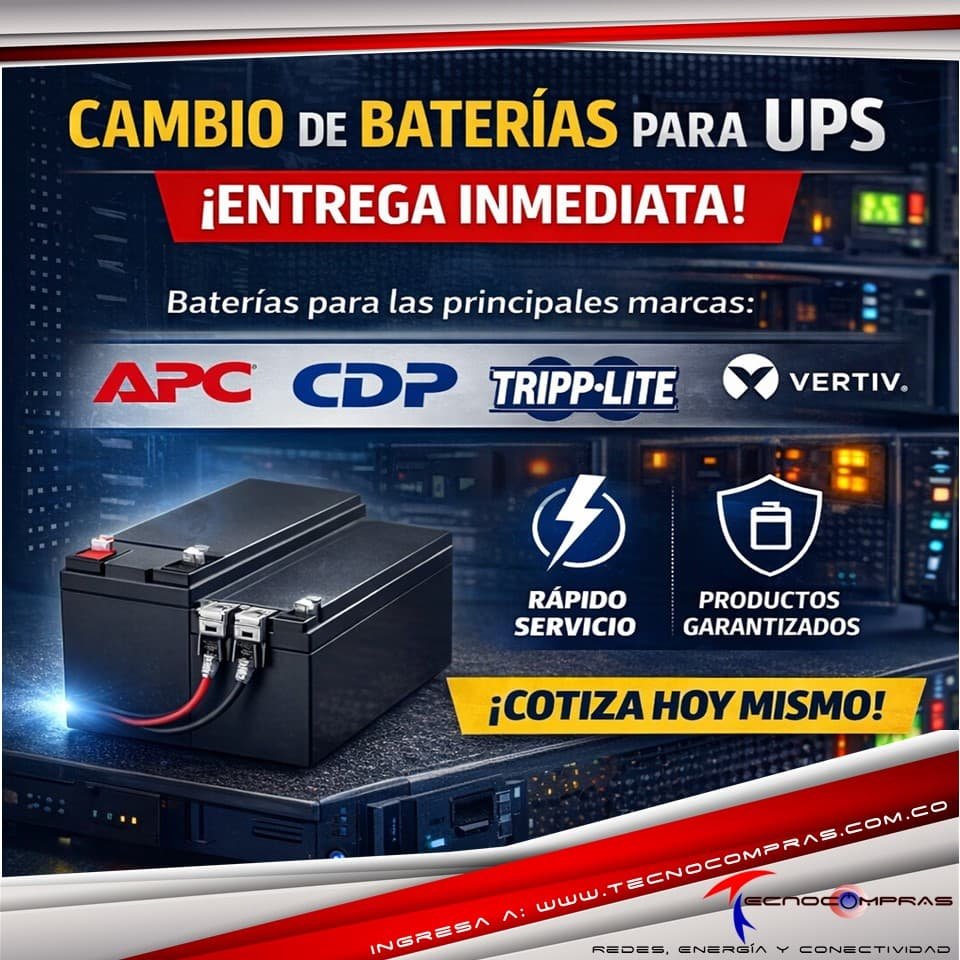 Mantén tu operación siempre encendida, reemplaza las baterías de tu UPS de forma rápida #Ups #Tecnocompras #Apc #Cdp #Tripplite #Vertiv