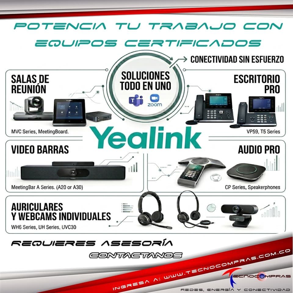 ¡Lleva tus reuniones al siguiente nivel! 🚀 Descubre la nueva línea Yealink certificada #TrabajoHíbrido #Yealink #MicrosoftTeams #Zoom #Tecnocompras