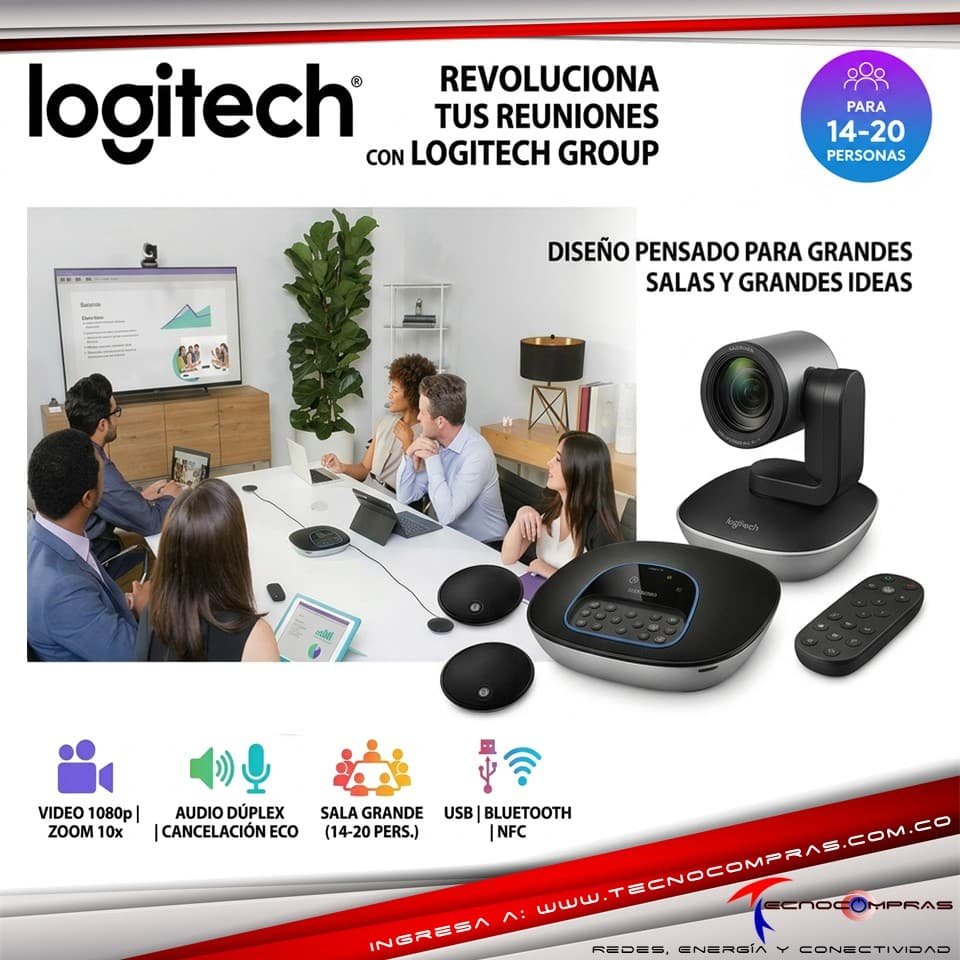 Transforma tus Reuniones con Logitech GROUP: Video y Audio Profesional para Salas de Conferencia #Tecnocompras #Logitech #VideoConferencia #ReunionVirtual