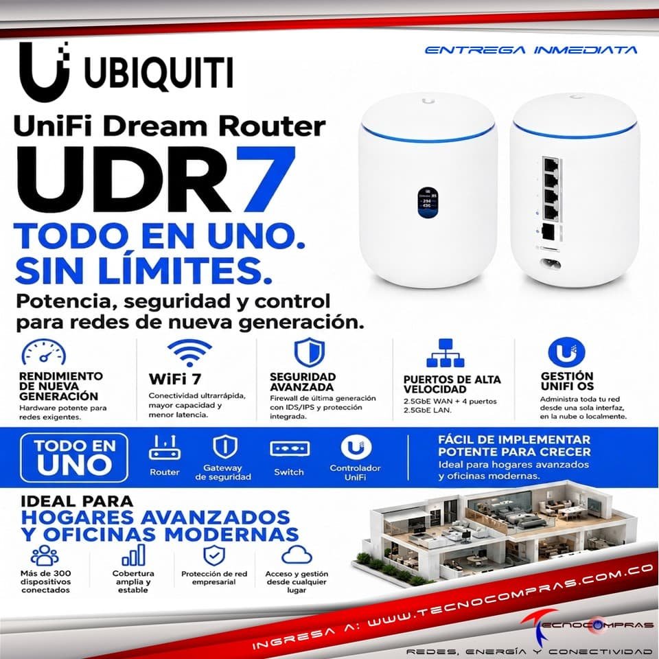 Adiós al router básico: conoce el UDR7, el gateway todo-en-uno con WiFi 7 y seguridad de nivel empresarial #Tecnocompras #Ubiquiti #UDR7 #RouterWifi